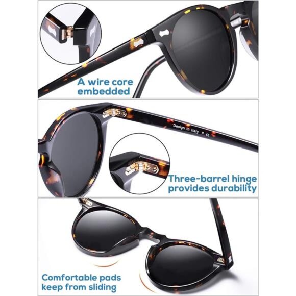 Retro Polarized Sunglasses for Men UV400 Protection Handmade Acetate - Picture 5 of 7